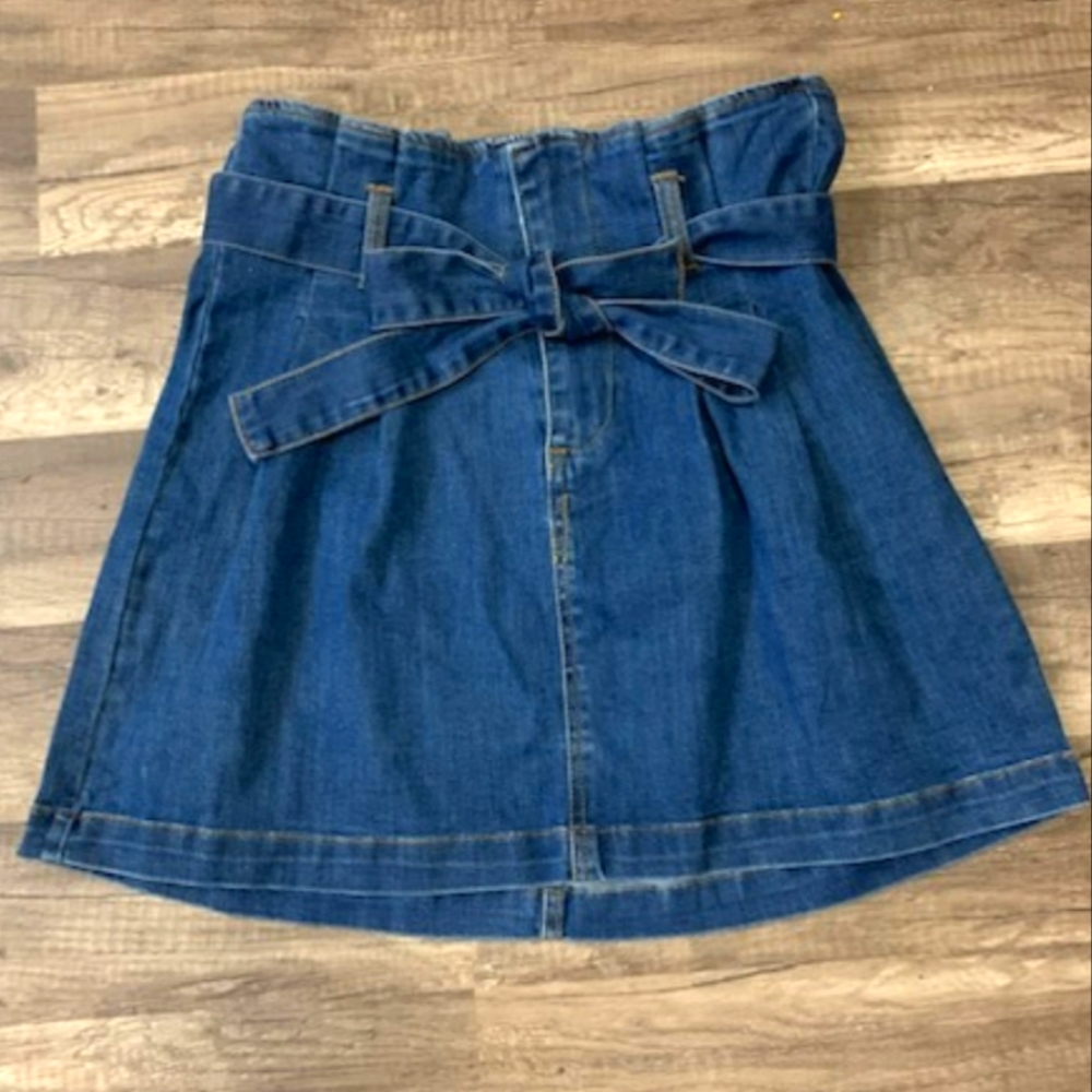 Black Label Cest Toi sz M Juniors Paperbag Waist Jean Skirt